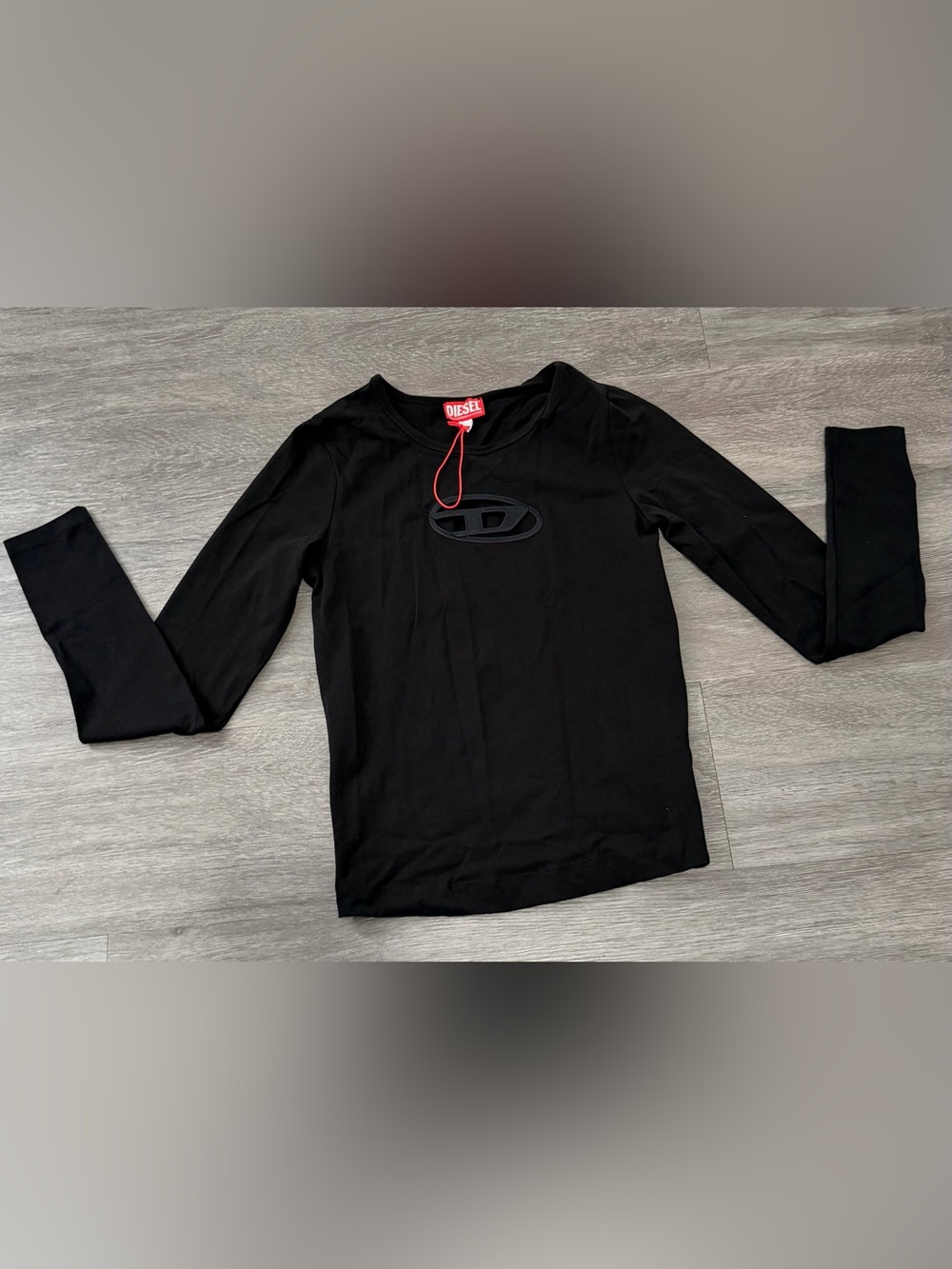 Diesel Black Long Sleeve Crewneck Shirt with Subtle Front Emblem